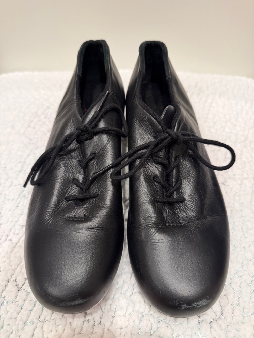 Capezio Tele Tone Tap Shoes Minimal Black Leather Lace-Up Oxfords 7